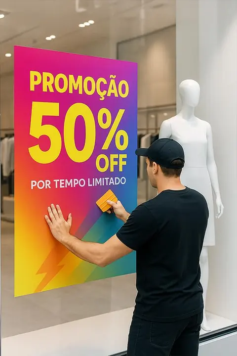 Adesivo para Vitrine em Vinil Branco Impresso por m²