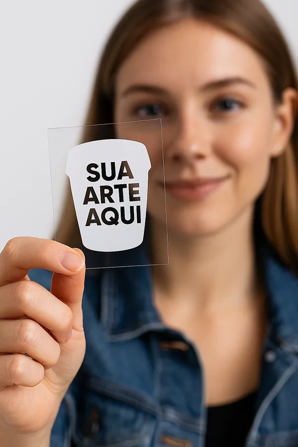 Etiqueta Adesiva Transparente com Tinta Branca Cartela A3