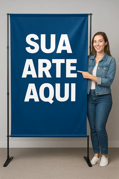 Backdrop Ajustável com Estrutura em Alumínio Preto
