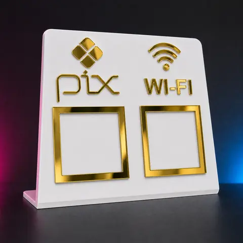 Placa Pix e Wi-Fi de Mesa em Acrílico 2 mm