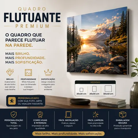 Quadro Flutuante de Acrílico Cristal Personalizado Impresso UV