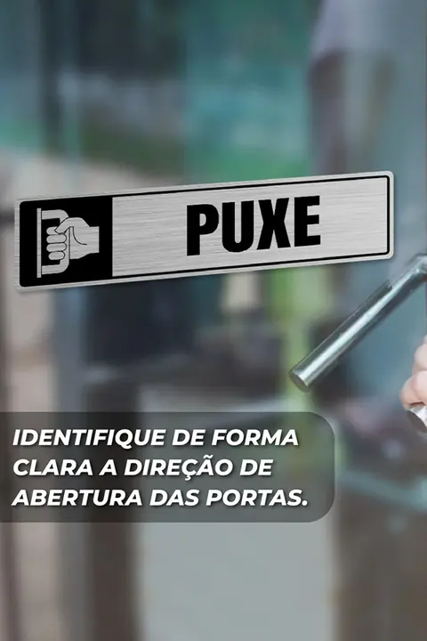 Adesivo Puxe e Empurre 20x5 cm Efeito Aço Escovado
