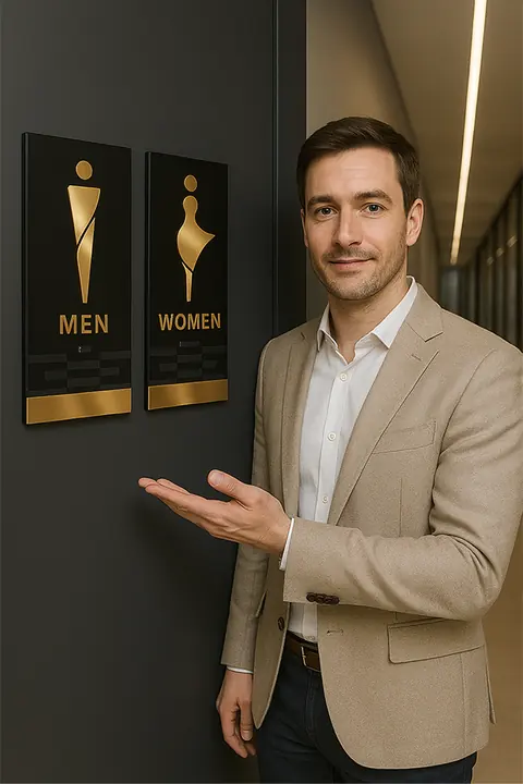 Placas de Banheiro em Acrílico 2 mm Masculino e Feminino