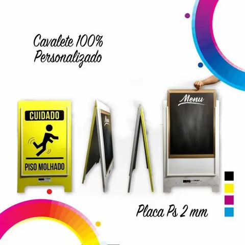 Cavalete Dobrável em PS 2 mm 60x100 cm Impresso UV