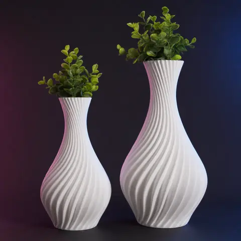 Kit 2 Vasos Decorativos em PETG com Planta Artificial