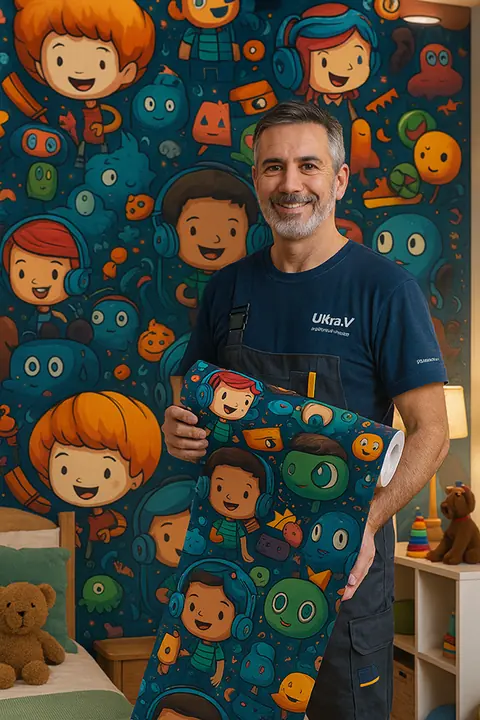 Adesivo de Parede Infantil Children Playing em Vinil 58x300 cm