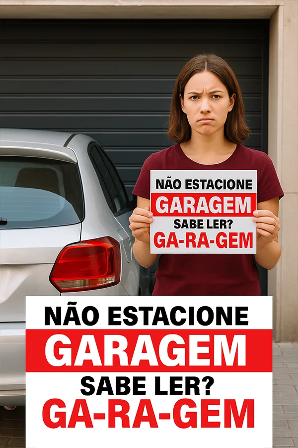Placa Não Estacione Não Sabe Ler PS 1 mm 30 x 20 cm