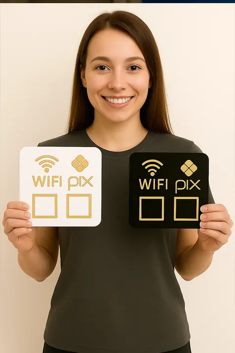 Display de Acrílico Pix e Wi-Fi Personalizado 8x14 cm