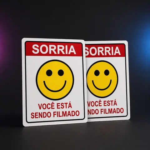 Placa Sorria Você Está Sendo Filmado 20x15 cm – Kit 2
