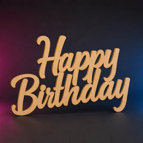 Letreiro Happy Birthday em MDF 3 mm – 40 a 67 cm