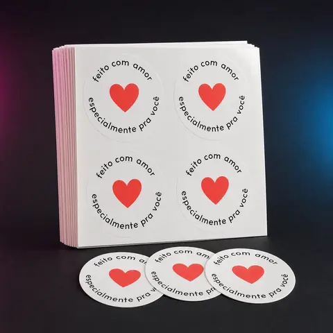 Etiqueta Adesiva Feito com Amor – 100 Peças