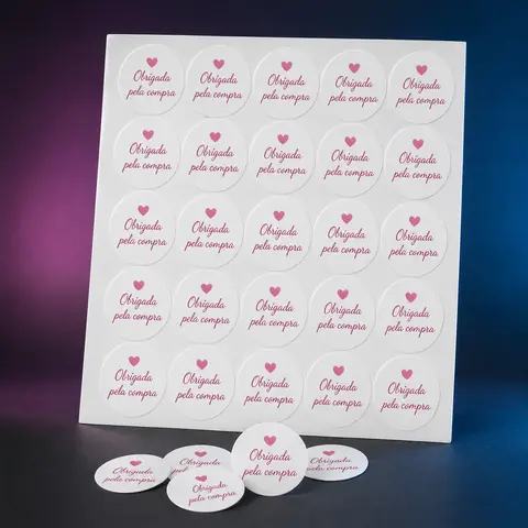 Adesivo Obrigada pela Compra 3x3 cm – 25 Unidades