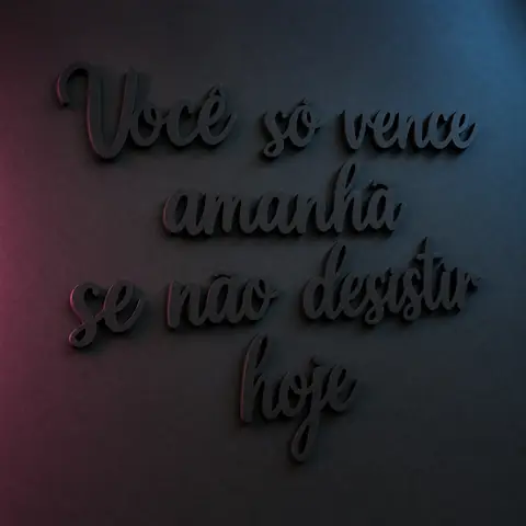 Frase Você Só Vence Amanhã em MDF Preto 65x20 cm