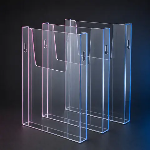 Porta Folha A4 de Parede em PETG Cristal – Kit 3